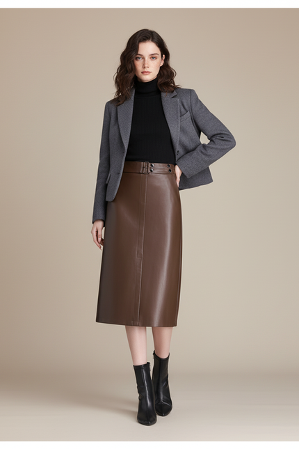 Jupe En Cuir Longue Crayon