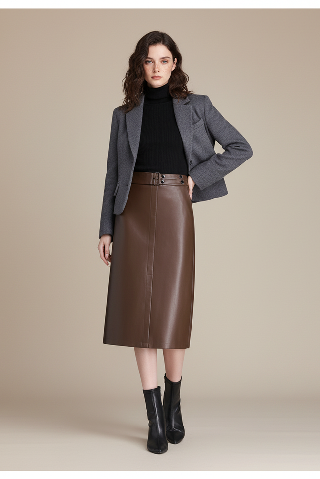 Jupe En Cuir Longue Crayon