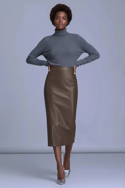 Jupe Fourreau En Cuir