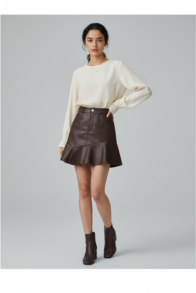 Jupe Volant Cuir