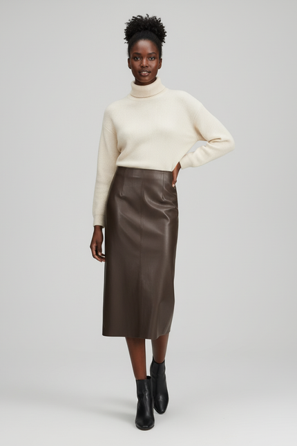 Jupe Simili Cuir Chocolat