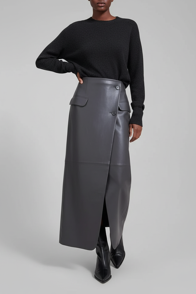 Jupe Cuir Boutonnée