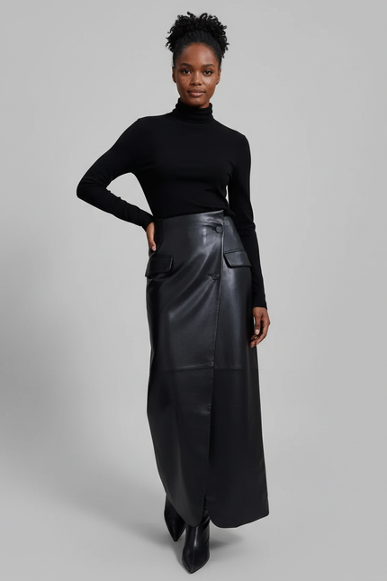 Jupe Portefeuille Cuir Noir