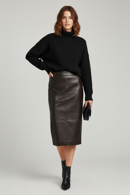 Jupe Cuir Brun