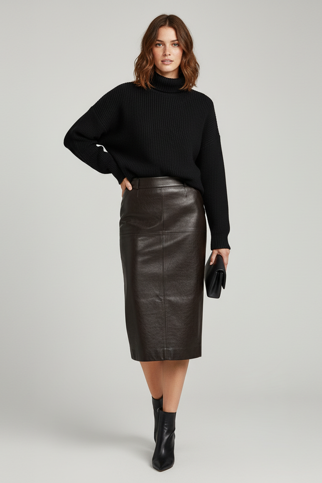Jupe Cuir Brun