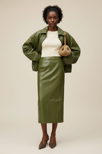 Jupe Crayon Longue Simili Cuir