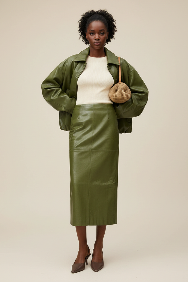 Jupe Crayon Longue Simili Cuir