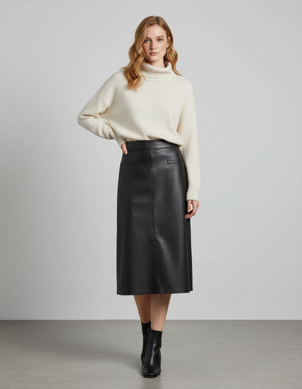 Jupe Droite En Cuir