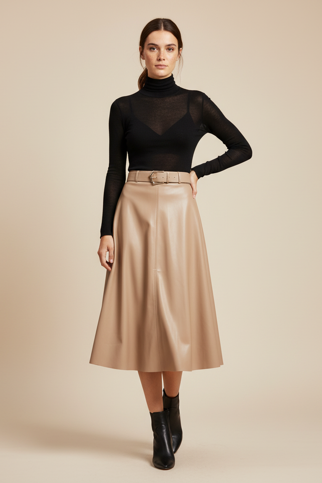 Jupe Cuir Beige
