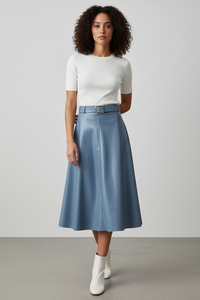 Jupe Cuir Bleu
