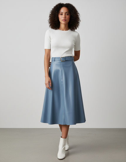 Jupe Cuir Bleu