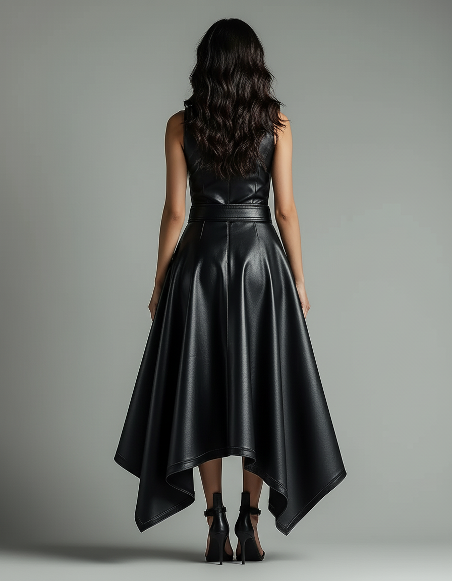 Jupe Simili Cuir Asymetrique