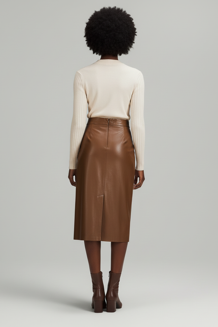 Jupe Cuir Camel