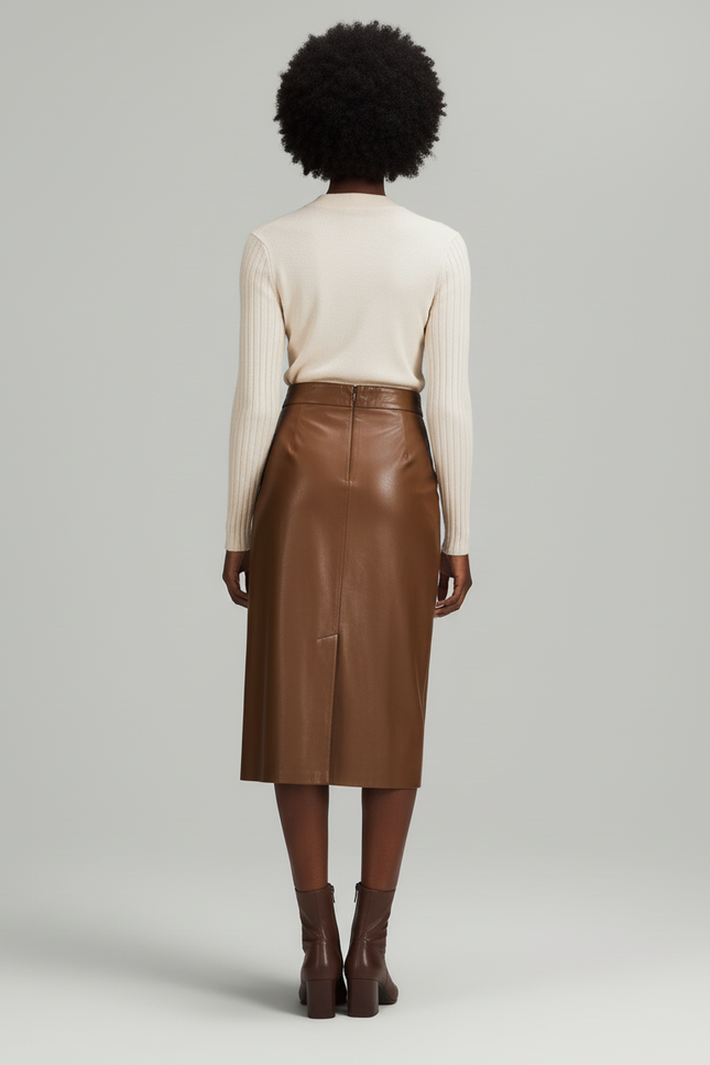 Jupe Cuir Camel