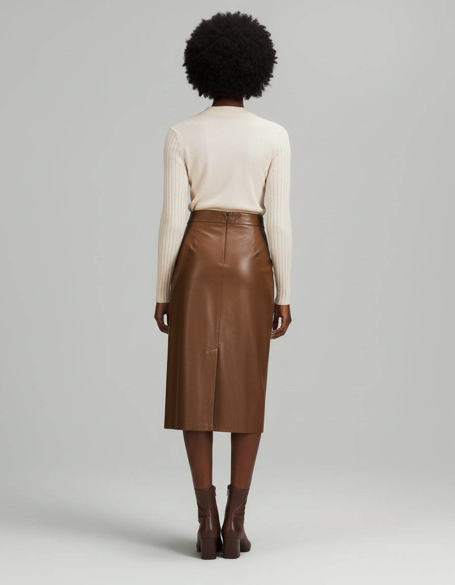 Jupe Cuir Camel
