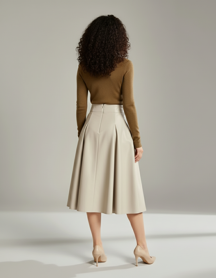 Jupe Trapèze Simili Cuir