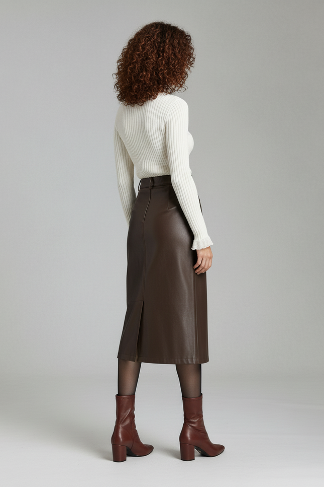 Jupe Cuir Droite Genoux
