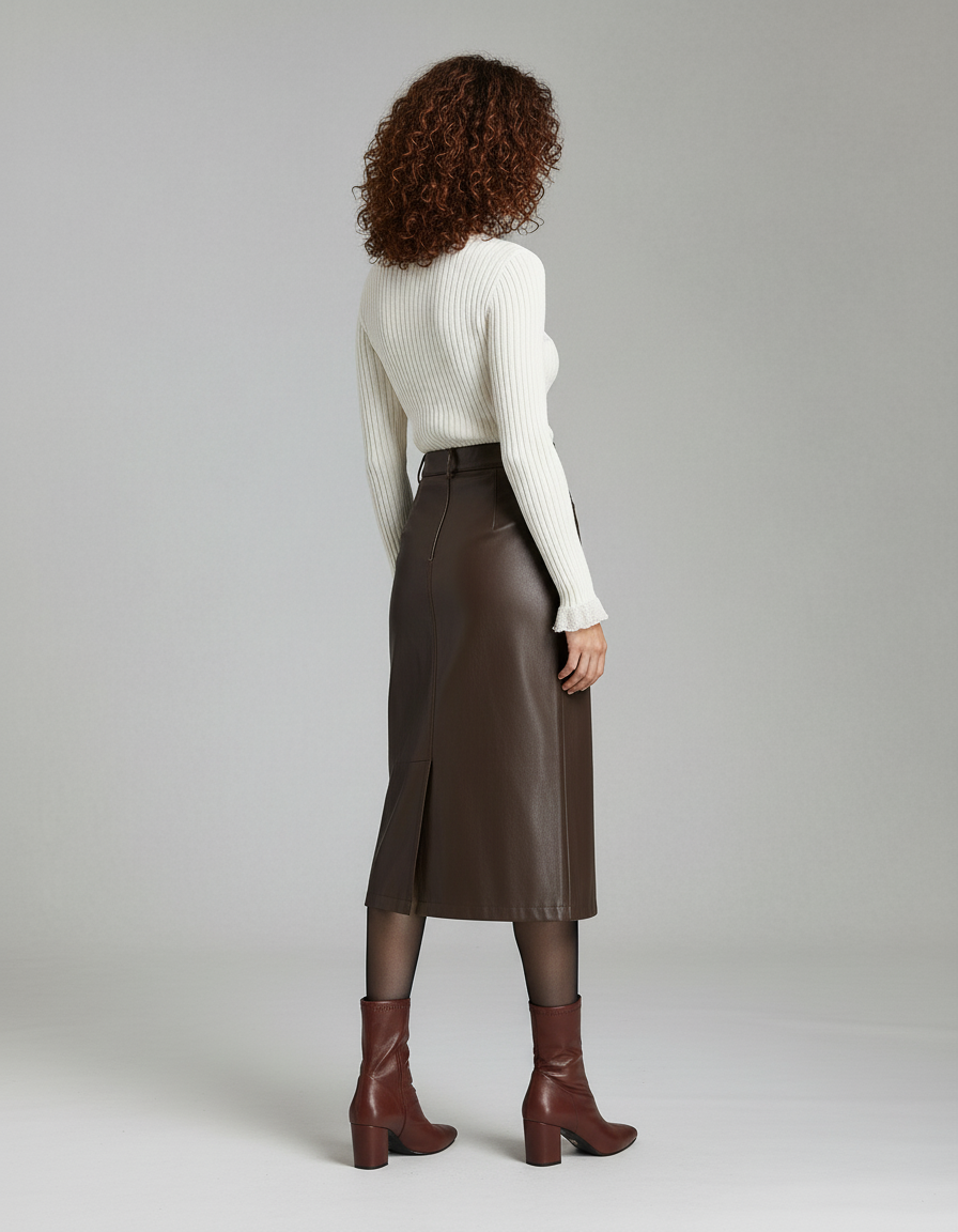 Jupe Cuir Droite Genoux