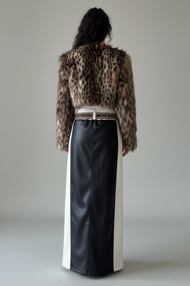 Jupe Simili Cuir Bi Matiere