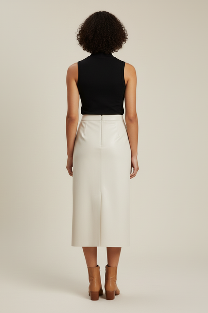 Jupe Crayon Mi Longue Cuir