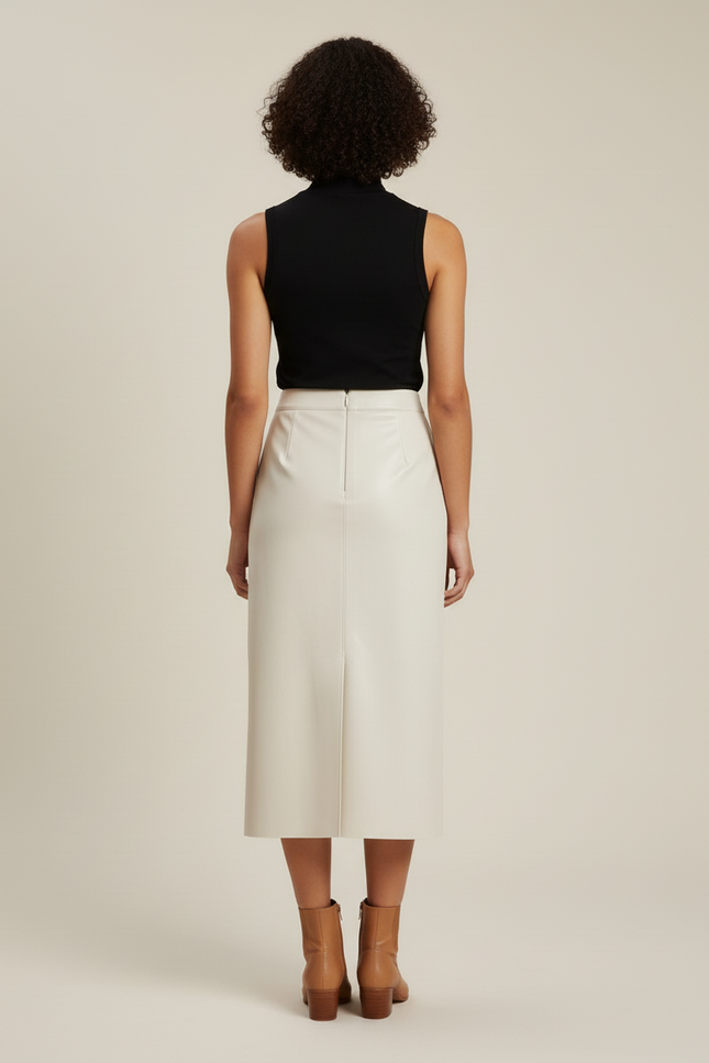 Jupe Crayon Mi Longue Cuir