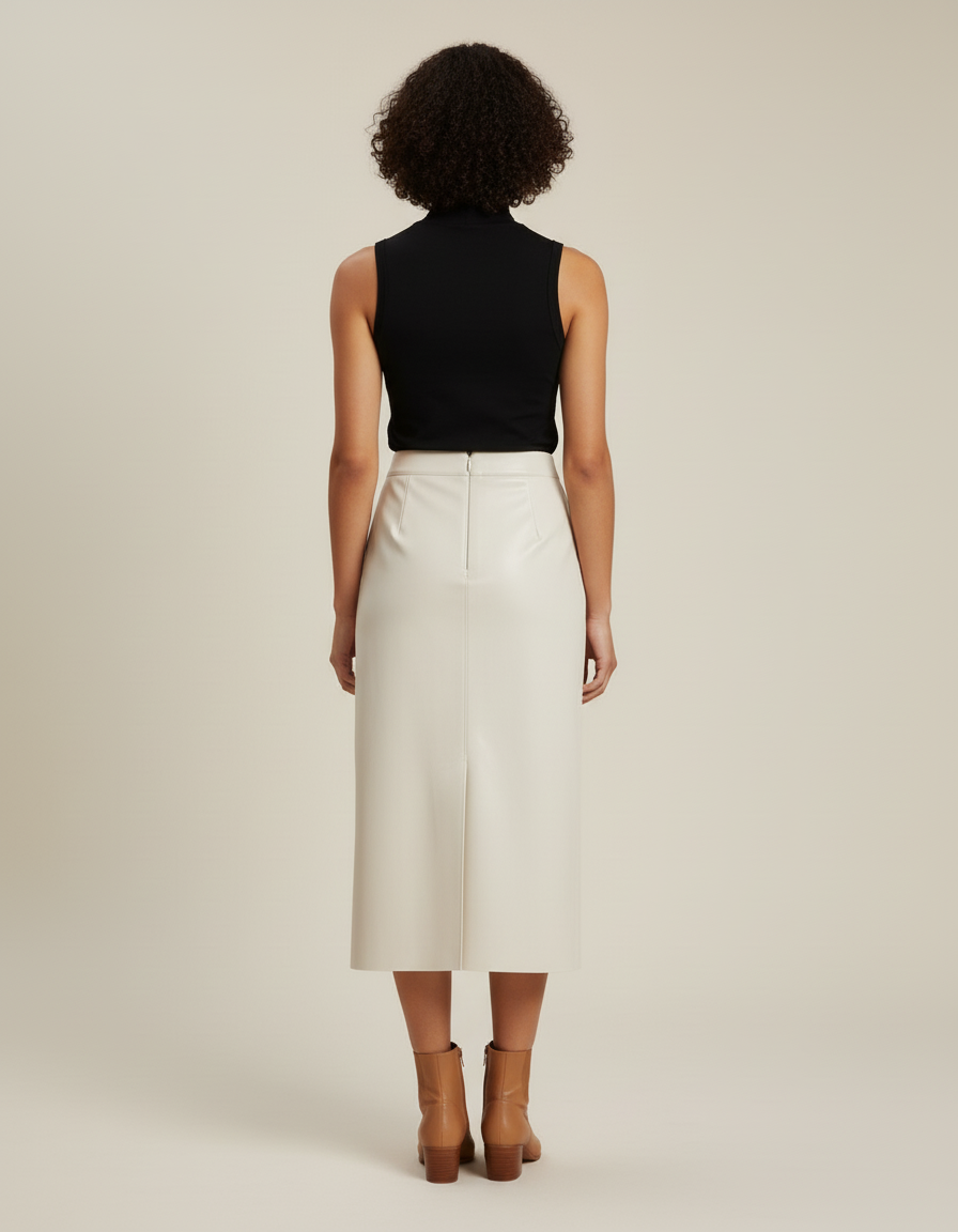 Jupe Crayon Mi Longue Cuir