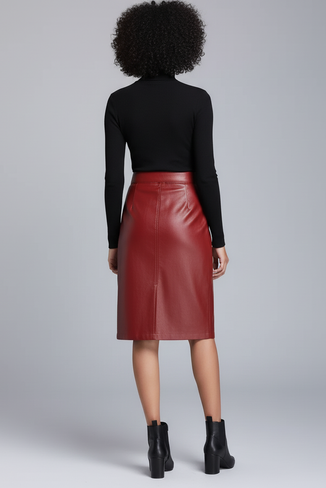 Jupe En Cuir Rouge