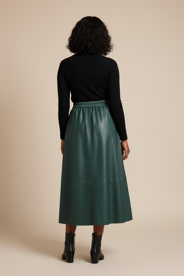 Jupe Simili Cuir Vert