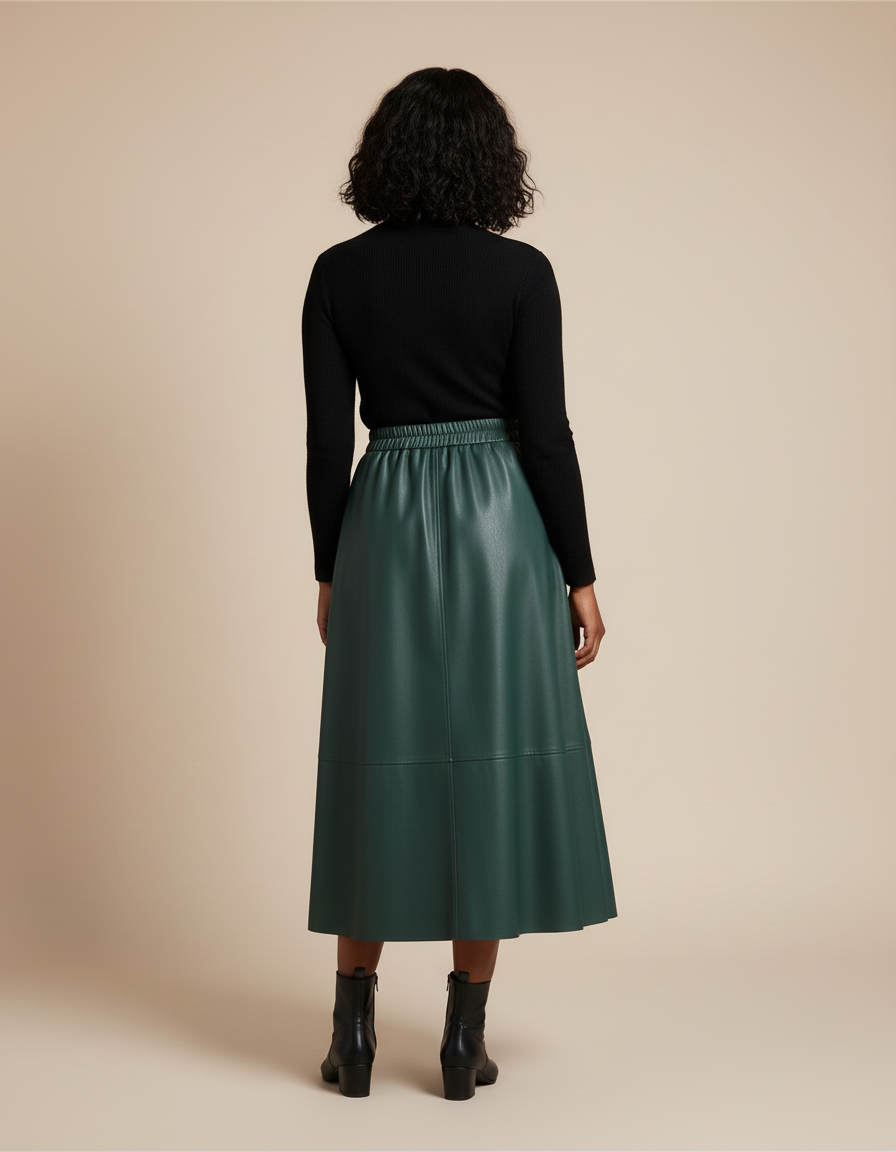 Jupe Simili Cuir Vert