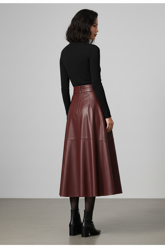 Jupe Cuir Burgundy