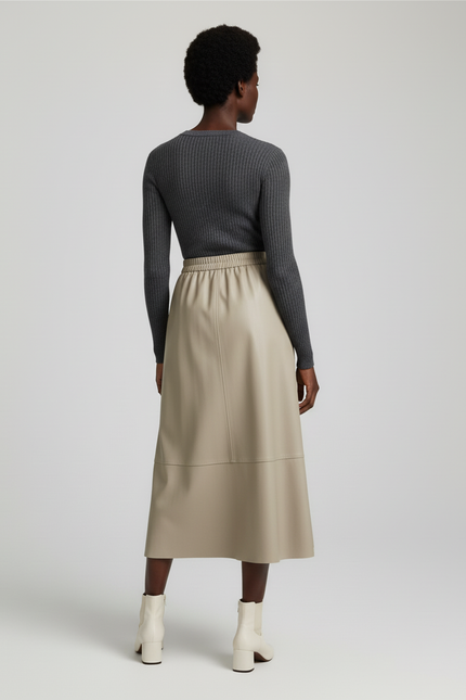 Jupe Midi Simili Cuir