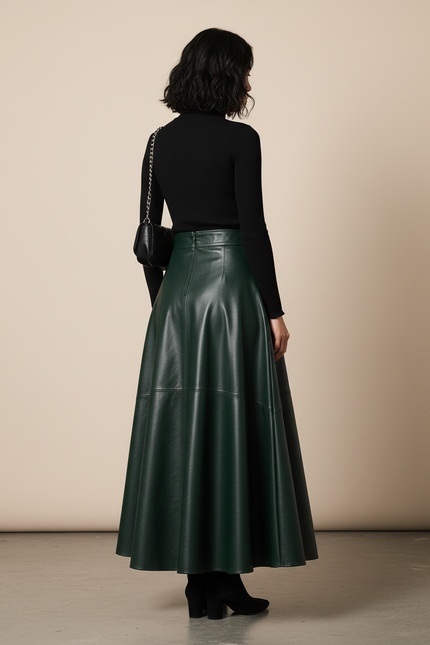 Jupe Simili Cuir Vert Sapin