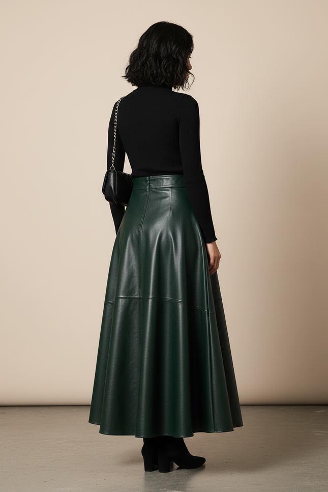 Jupe Simili Cuir Vert Sapin