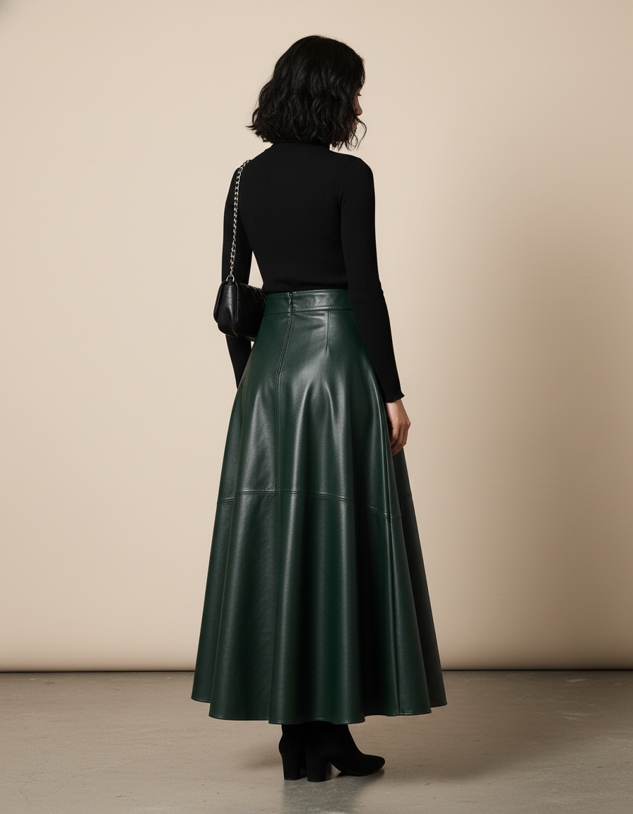 Jupe Simili Cuir Vert Sapin