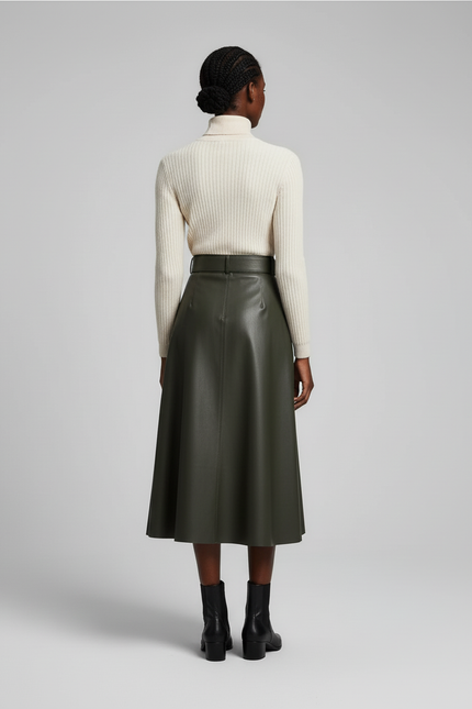 Jupe En Cuir Kaki