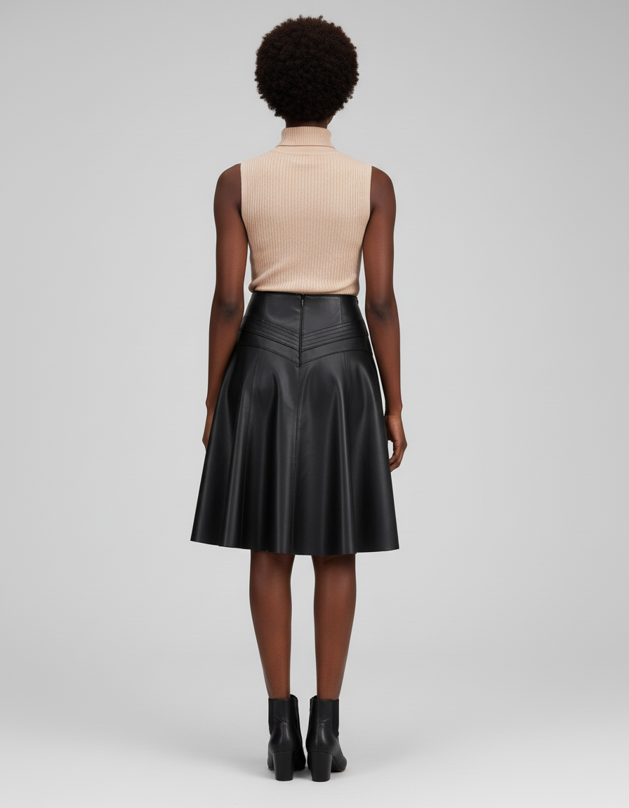 Jupe Corolle Simili Cuir