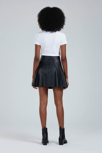 Jupe Patineuse Noir Cuir