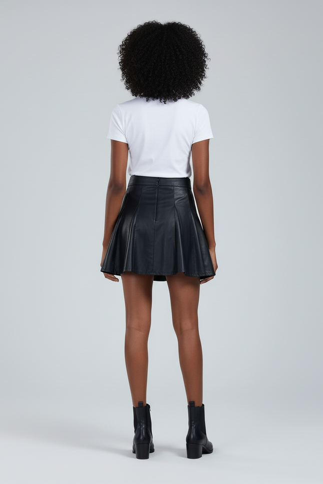 Jupe Patineuse Noir Cuir