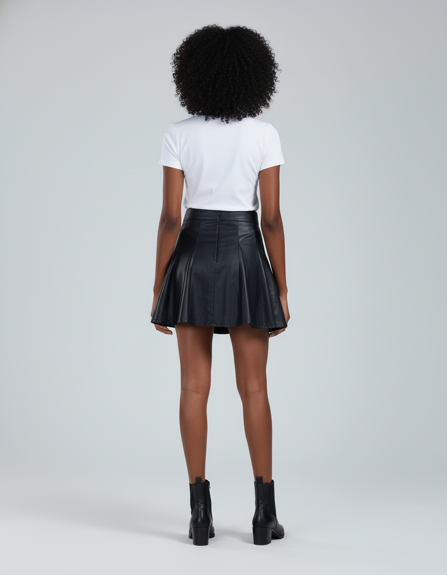 Jupe Patineuse Noir Cuir