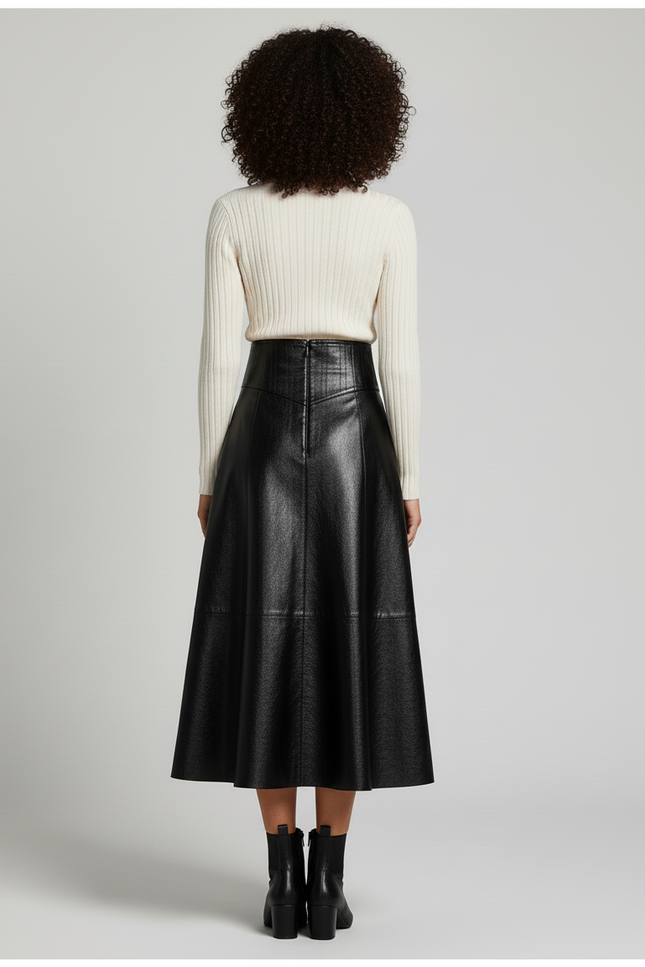Jupe Noir Cuir Brillant