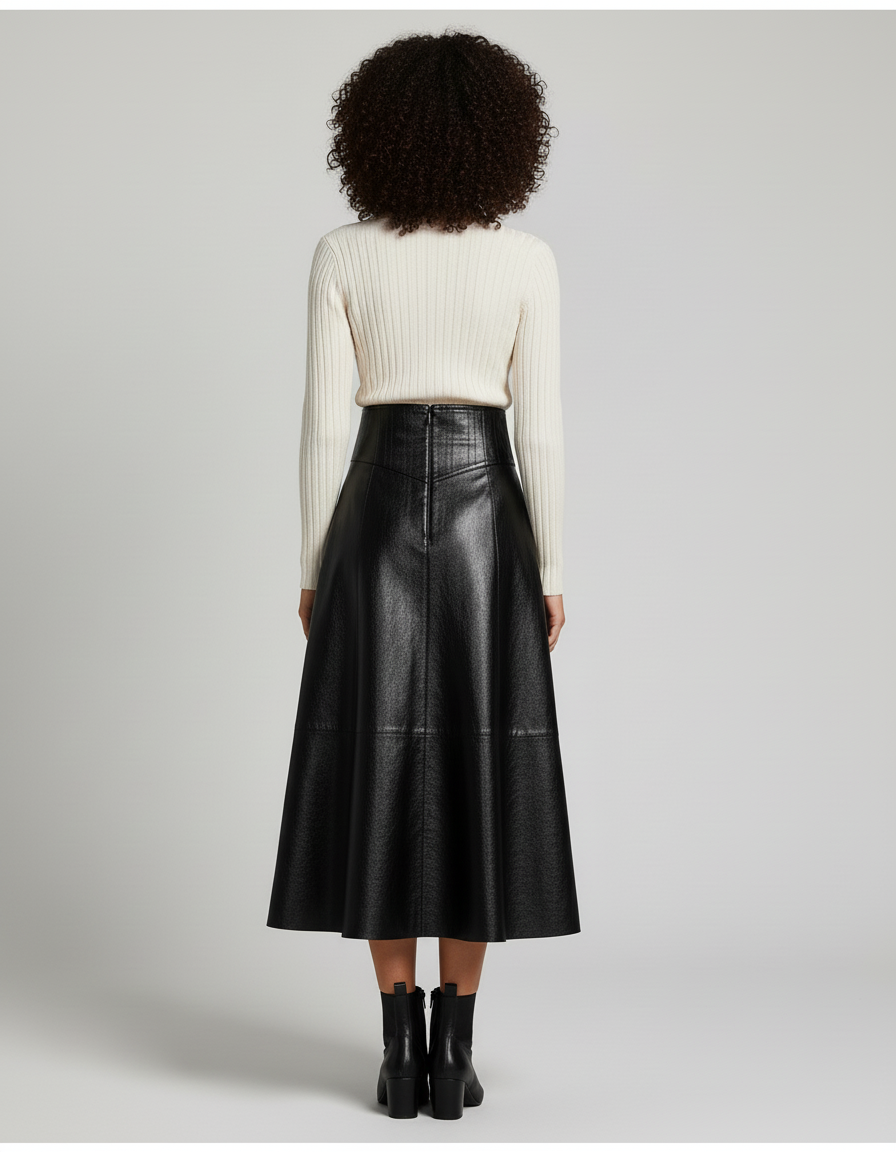 Jupe Noir Cuir Brillant