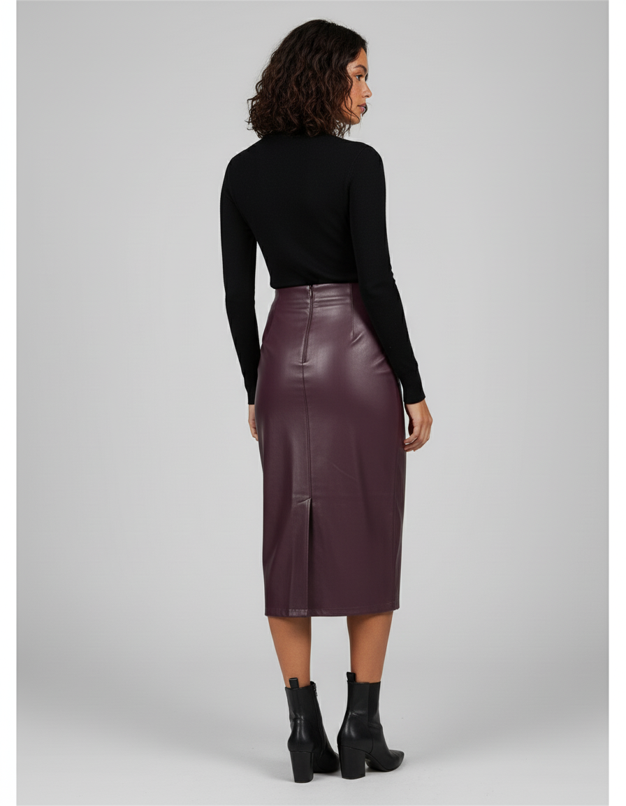 Jupe Burgundy Cuir