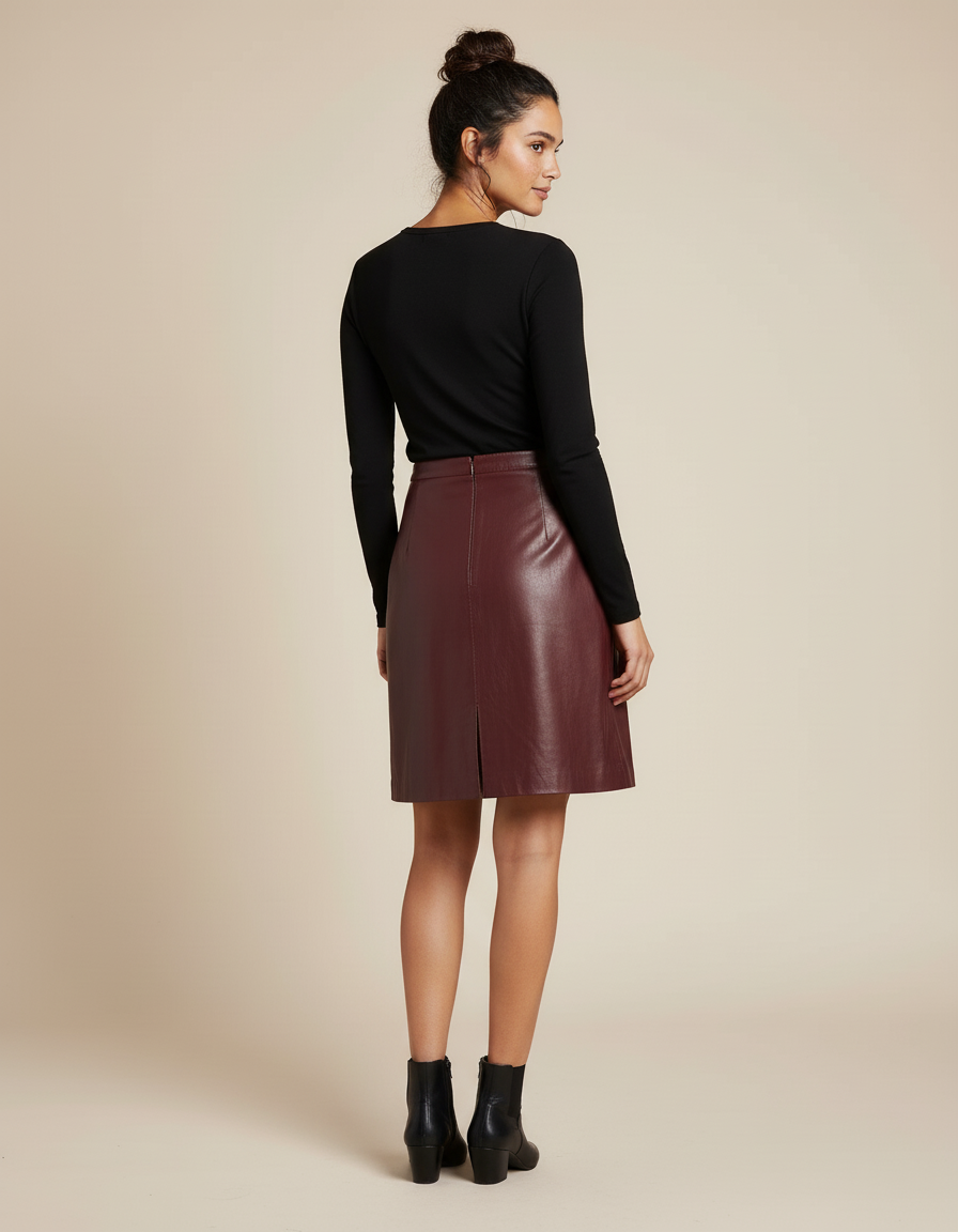 Jupe Cuir Bordeau