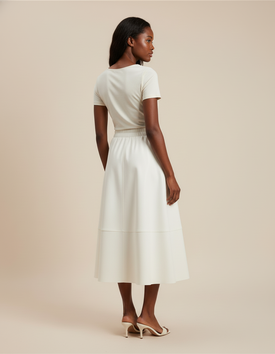 Jupe Midi Effet Cuir