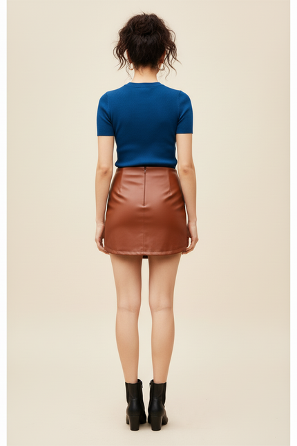 Jupe Simili Cuir Taille Élastiquée