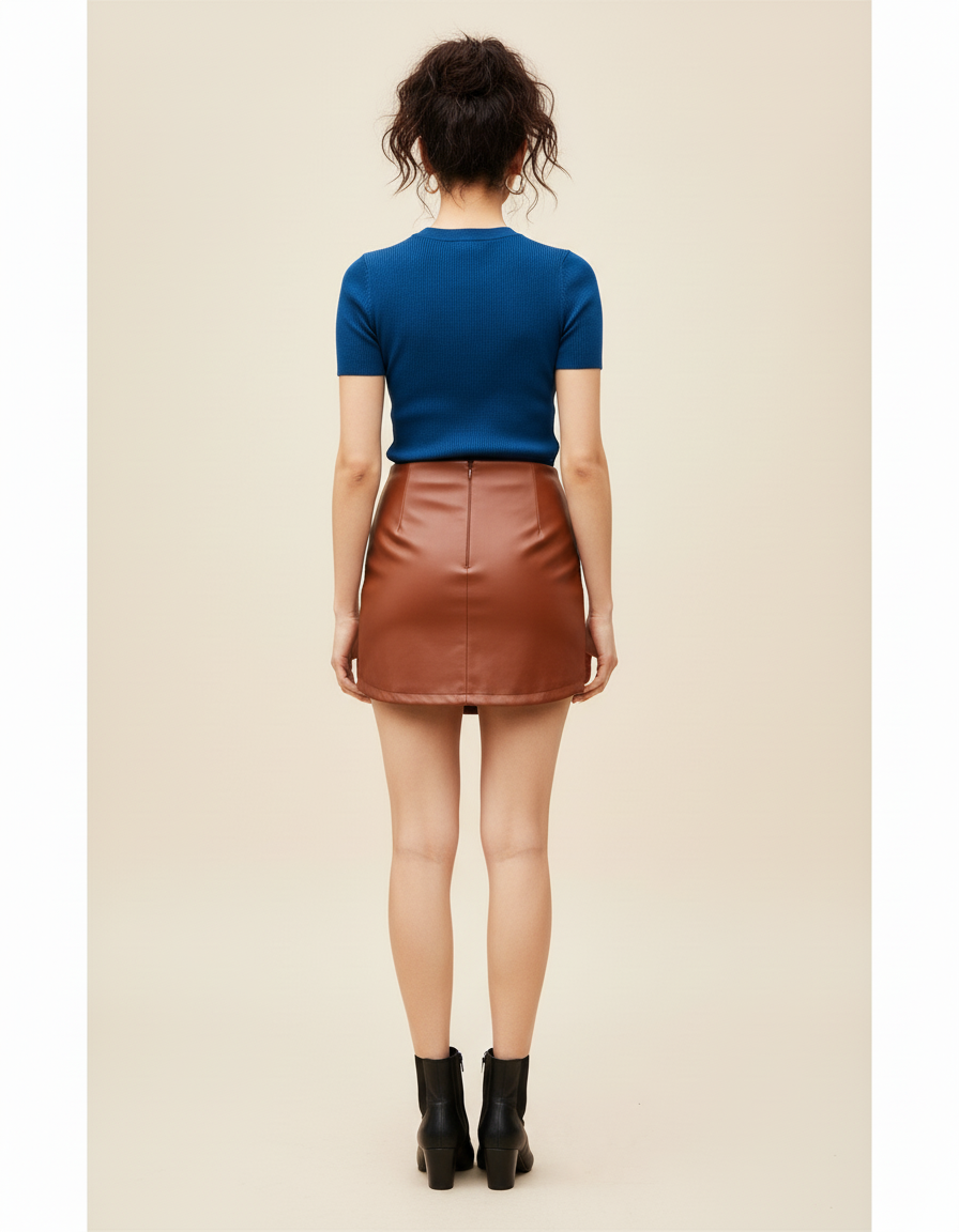 Jupe Simili Cuir Taille Élastiquée