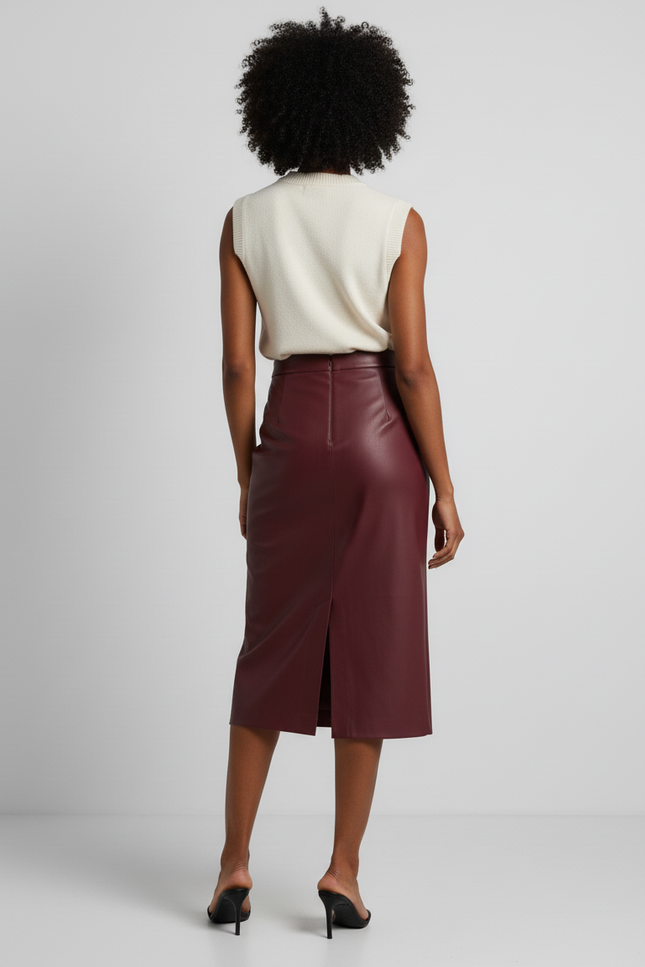 Jupe Simili Cuir Violet