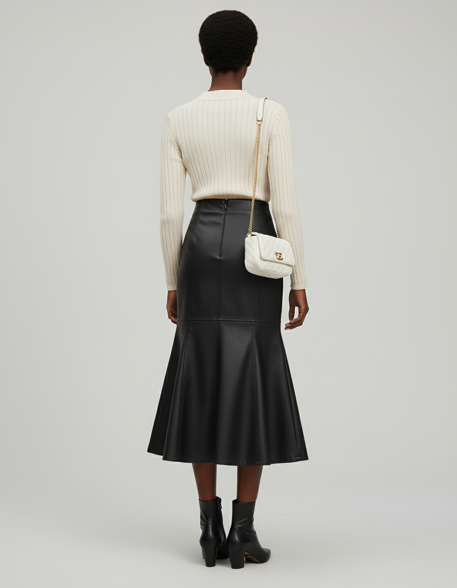 Jupe Cuir Taille Haute Sirène Élégante