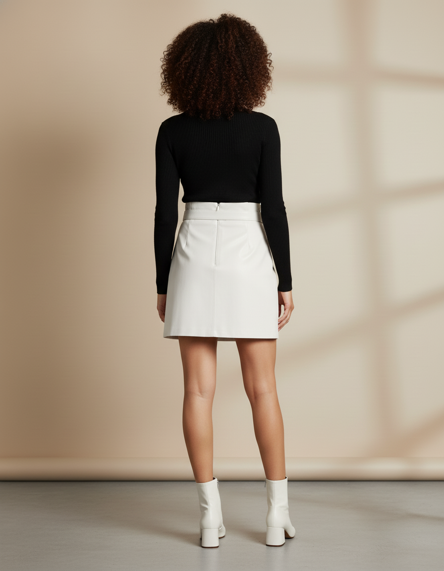 Jupe Cuir Blanche Mini Élégante