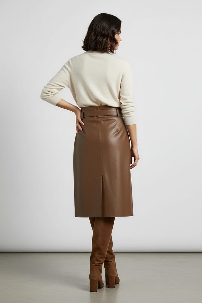 Jupe Camel Simili Cuir